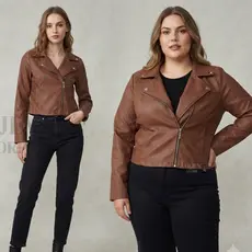 Jaqueta De Couro Fake M ao G2 Feminina  Com Ziper  elegante