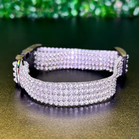 Coleira Luxo de strass brilhante para cachorro e gato pets pequeno e medio porte