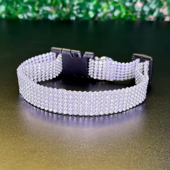 Coleira Luxo de strass brilhante para cachorro pets medio e grande porte