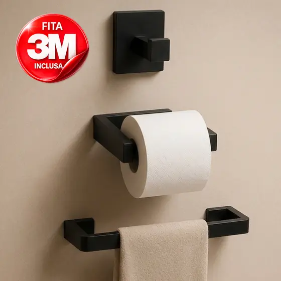 Kit Acessórios Banheiro Sem Furo Adesivo Organizador