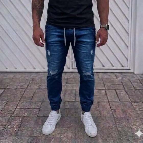 Calça Jogger Masculina - Modelo Slim Fit com 4 Bolsos (Modelo Europeu)