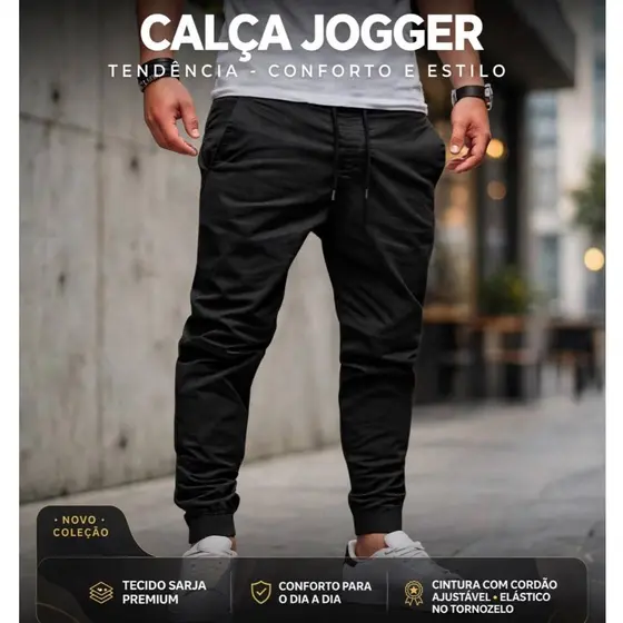 DEFTO - Calça Masc Jogger  ou Básica em Sarja Para Trabalho OUTLET com Pequenos Defeitos | Alta Resistência