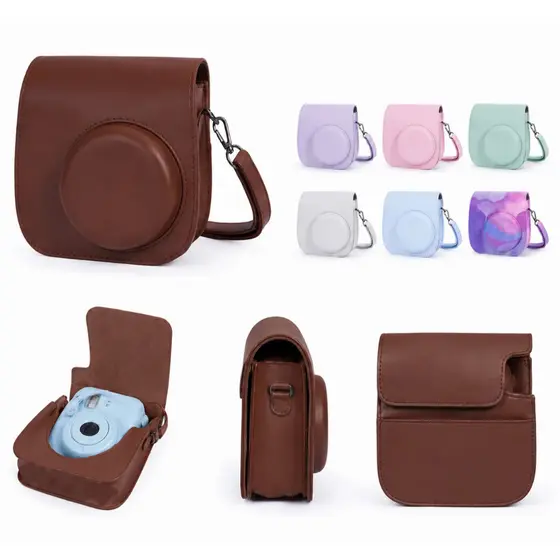 Protetor Para Câmera Instantânea Mini 12, Capa De Bolsa De Couro Pu Premium Com Alça De Ombro Ajustável Removível