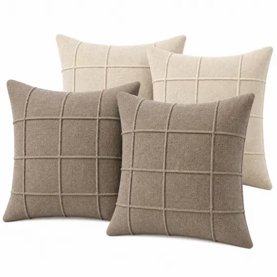 Kit 4 Capas de Almofada Linho 40x40 Suede Luxo Decorativa para Sofá Sala Quarto Macia com Zíper