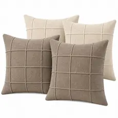 Kit 4 Capas de Almofada Linho 40x40 Suede Luxo Decorativa para Sofá Sala Quarto Macia com Zíper