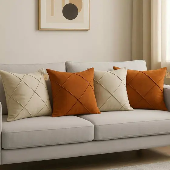 Kit 4 Capas de Almofada 40x40 cm Suede Premium Decorativa Luxo para Sofá Sala Quarto com Zíper