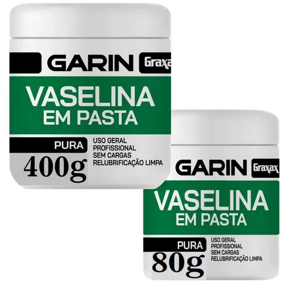 80g ou 400g Vaselina Branca Garin - Multiuso, Lubrifica Trilhos e Dobradiças, Proteção Duradoura, Pasta Pura, Pass Cabos