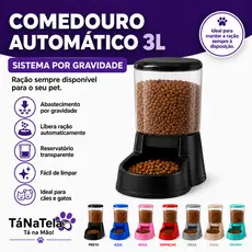 Comedouro Automático Pet 3kg Cães Gatos Ração por Gravidade Prático