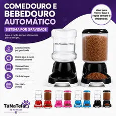 Kit Comedouro Bebedouro Automático 1kg 2L Cães Gatos Ração Água