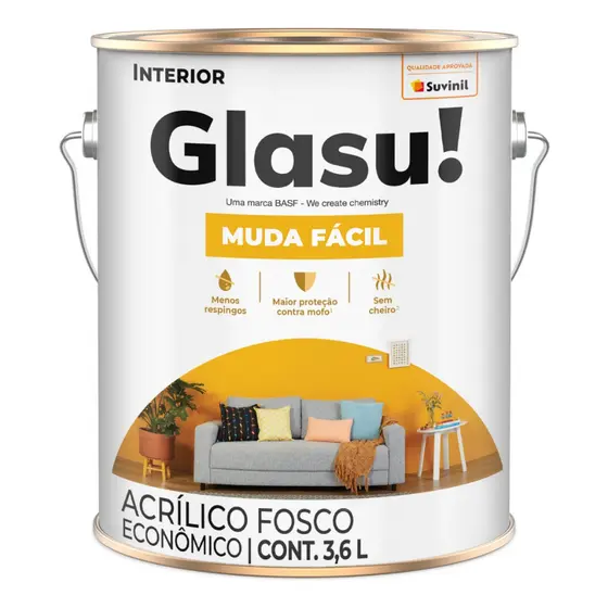 Tinta Glasu Latex Acrilico Fosco  3,6 Litros - Marfim