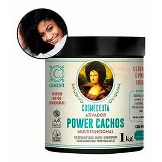 Creme Ativador de Cachos Power para Cabelos Cacheados ou Crespos com Proteção Térmica 1Kg Cosmeceuta