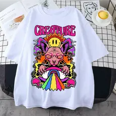 Camiseta Oversized Estampada Larga Unissex Gato Sphynx Psicodélico Creature Lançamento