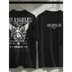 Camiseta Slim Unissex Los Angeles Angel Streetwear Algodão Premium Envio Imediato
