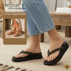Tamanco Modare Chinelo Feminino Ultraconforto Plataforma Brilho Ortopedico Strass Macio Original