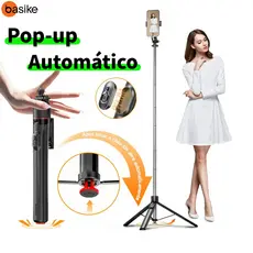 Bastão de selfie Tripé para celular BASIKE Pop-up Automático com Bluetooth Sticks 177cm, Rotação 360° Selfie Sticks