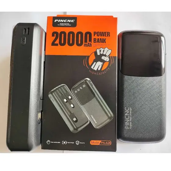 Carregador Power Bank Portátil 20000mah Universal Saida 4 Cabos