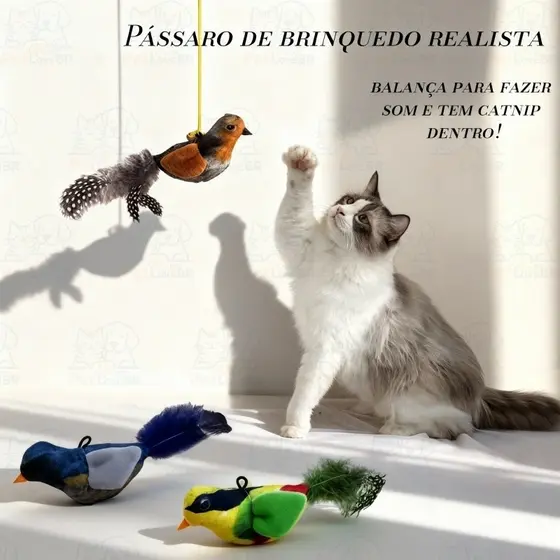 Brinquedos Interativos Para Gatos – Brinquedo Realista Com Som De Pássaro De Pelúcia Internos ZH8182