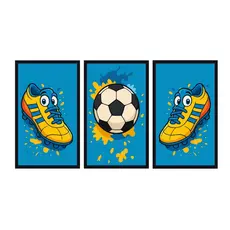 Quadro Decorativo Mosaico 50x30 Chuteira Futebol Bola Time Quarto infantil premium luxo