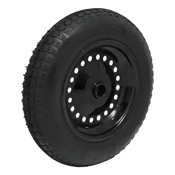 Roda Carrinho De Mão Aço Completa Pneu Câmara 3.25/8 Preto - Preto