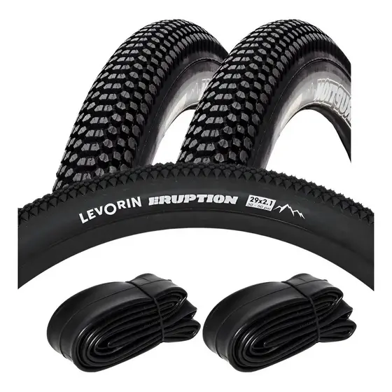 Kit 2 Pneus 29x2.10 Levorin Eruption Banda Leve + 2 Câmaras Preto - Preto