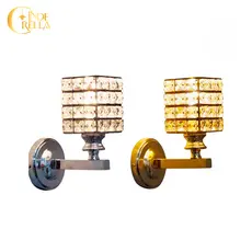 Arandela Parede Metal Cristal Moderno Elegante Sala Quarto Lavabo Banheiro Bocal E27 Dourado Preto