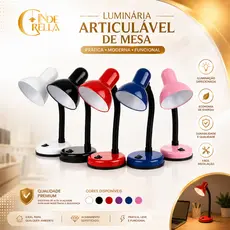 Luminária Articulável de Mesa Estudo Escritório Abajur LED Bocal E27