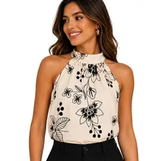 Blusa Feminina Gola Alta Amarração nas Costas