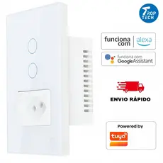 Interruptor Inteligente Wifi 1 e 2 Botões Touch Tomada  Bivolt Smartlife Tuya Panda Plus Alexa Google Comando Voz Trop