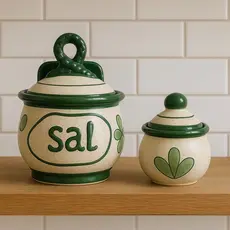 Saleiro Com Açucareiro Kit Porta Condimentos Para Cozinha Em Cerâmica