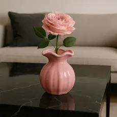 Cachepot de Cerâmica Rosa Ondulado Decorativo Vaso Decorativo para Sala, Quarto ou Jardim