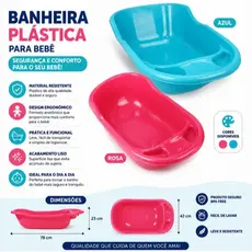 Banheira Infantil Grande 30 litros  Plástica Reforçada Confortável e Durável -Arqplast