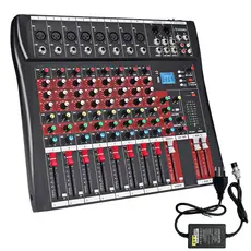 VEDO Console De Mixagem Digital 8 Canais Mesas de Som Bluetooth USB Mixer Mp3 Player Phantom +48V Integrada 110/220V