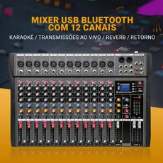 VEDO Mixer De Áudio Portátil 12/8/7 Canais Console De Mixagem Profissional USB Bluetooth Mesa De Som Para Igreja