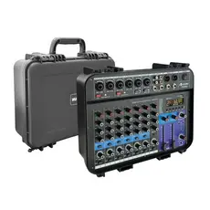 VEDO Mesa De Som Amplificada 8 Canais Console Mistura com Efeitos/Bluetooth/EQ Phantom Power +48V 2x150W Bivolt