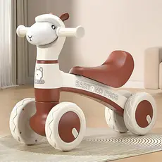 Bicicleta de Equilíbrio Sem Pedal Ovelha Andador 4 Rodas Infantil Bebê Criança