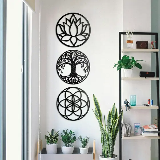Kit 3 Mandalas Decorativas MDF 3mm Vários Tamanhos - Celebração da Vida