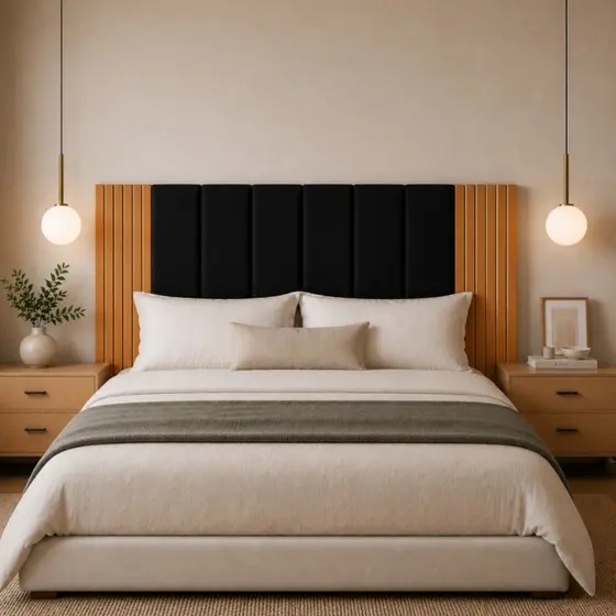 Cabeceira Modular Decorativa com Painel Ripado MDF Para Cama Box Casal King Queen