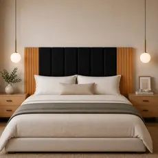 Cabeceira Modular Decorativa com Painel Ripado MDF Para Cama Box Casal King Queen