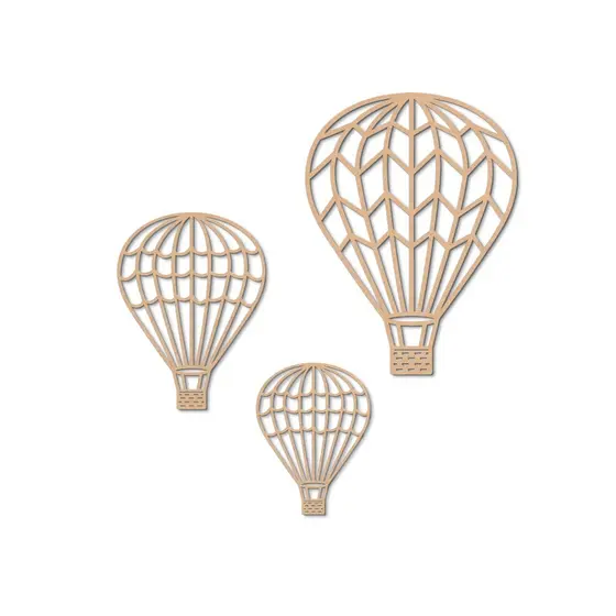 Quadro Vazado Balões Decorativos Infantil MDF 3mm Cru Kit 3 peças