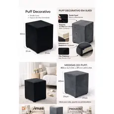 Pufe Puff  Puf Cubo Design Sofisticado e Conforto Duradouro, Resistente até 100kg