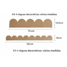 Kits Com 4 Réguas Decorativas Babado em MDF Cru e Branco