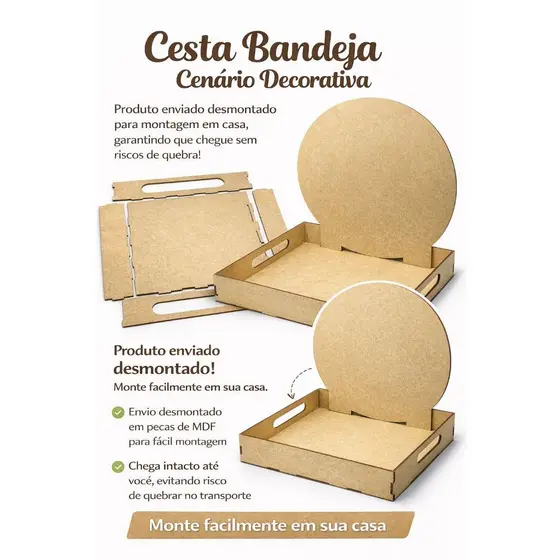 CESTA BANDEJA CENARIO, ANIVERSÁRIO,DECORATIVA