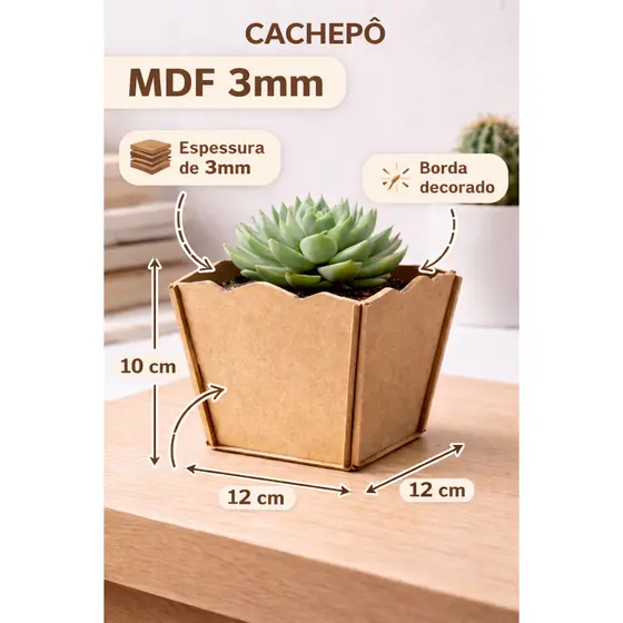 CACHEPO MDF DECORATIVO ANIVERSÁRIO CENTRO DE MESA VASINHO MDF 3 MM