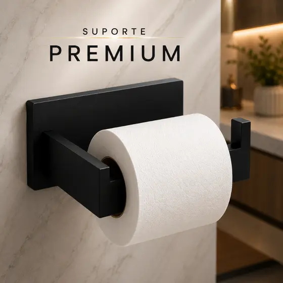 Porta Papel Higiênico Premium Suporte Auto Adesivo Para Parede Banheiro Fácil Aplicação