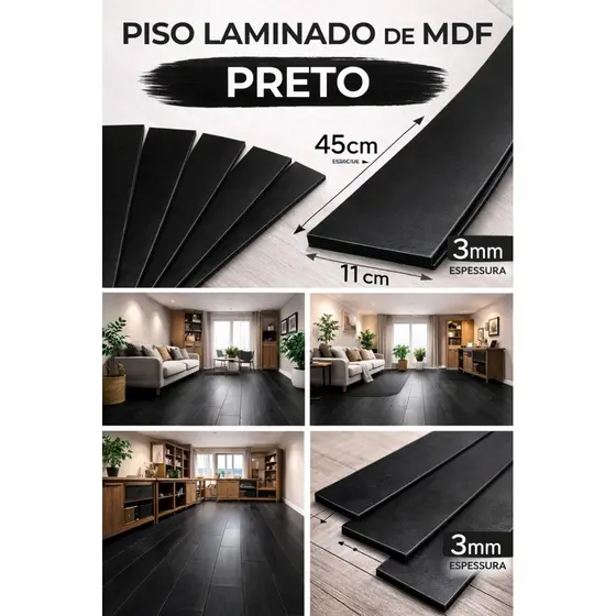 KITS KIT PISO LAMINADO MDF 3 MM REVESTIMENTO MADEIRA