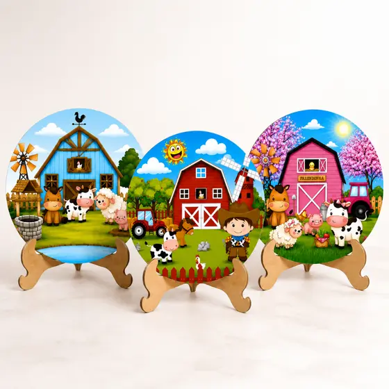 Painel Fazendinha Displays de Mesa Tema Festa Aniversario Decoração