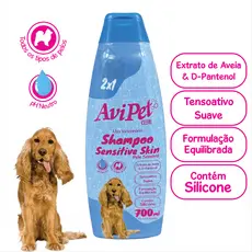 Shampoo Pele Sensível Cães 700ml Avipet (Limpa, Condiciona, Hidrata, Revitaliza, Nutre e Brilha)