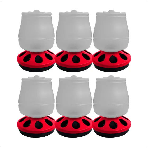 Kit 6 Comedouro 1,5kg 8 Furos Aves Galinhas Codornas Pintinhos