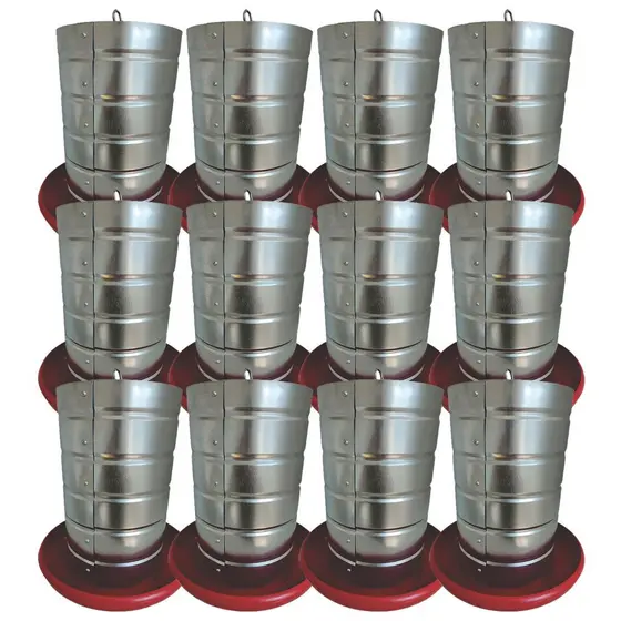 Kit 12 Comedouros Tubulares 20kg Frango Aves Galinha Faisão Prato Anti Desperdicio