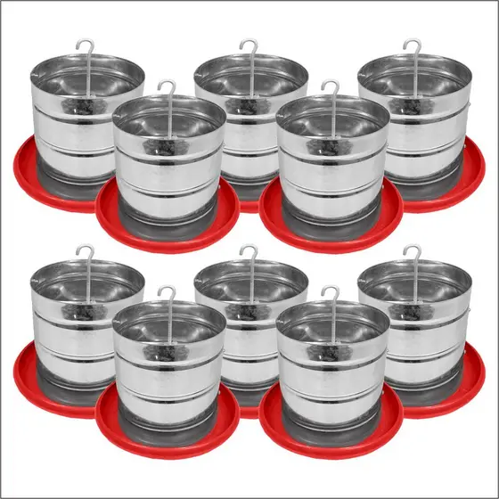 Kit 10 Comedouro Tubular 3kg p/ Frango Aves Galinha Faisão